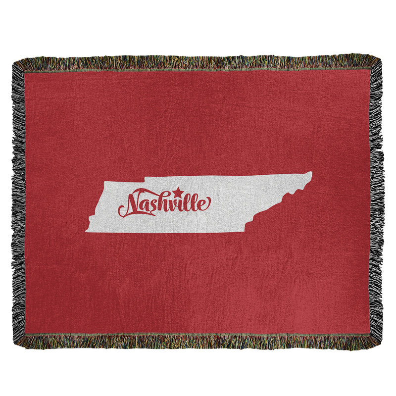 Jeté en coton tissé tennessee nashville, l 37 po x L 52 po, Rouge