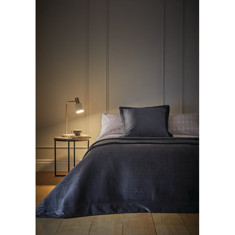 Linear Velvet Bedspread, Grey
