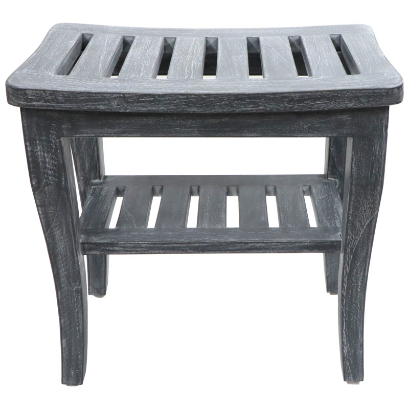 Campbelltown 20'' W Teak Shower Bench, 17"H x 20"W x 13.5"D, Weathered Gray