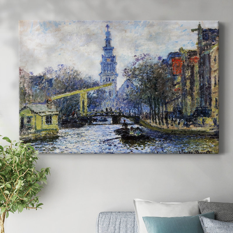 Canal à Amsterdam, 1874 - Toile tendue avec châssis, H 24 po x l 36 po