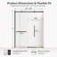 Porte de douche coulissante réversible sans cadre l 50 à 60 po x H 72 po avec verre trempé transparent de 1/4 po (6 mm)-133277203-133277206