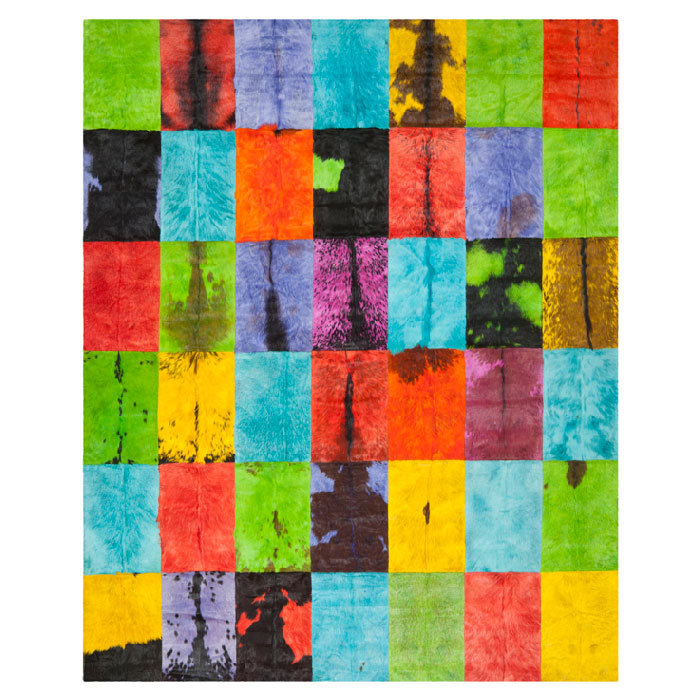 Merwin Geometric Leather Hand Woven Area Rug, Rectangle 243 x 304cm