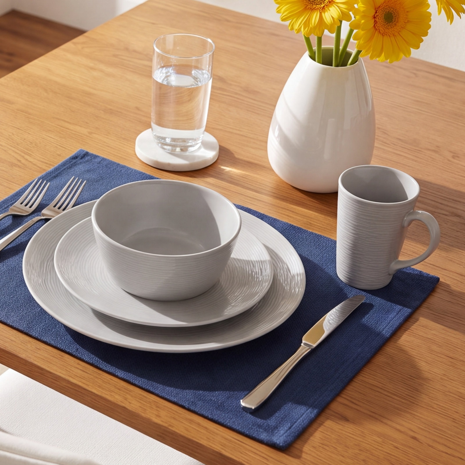 Sandefjord Porcelain Dinnerware Set, Gray
