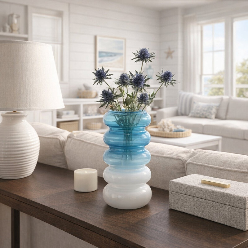 Vase en verre Stacked Ring, H 12 po x l 7 po x P 7 po