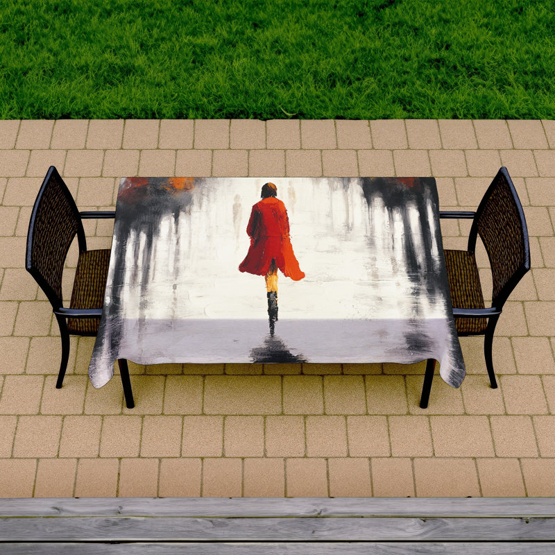 Trees Bedroom Tablecloth - Woman with Red Coat | Indoor/Outdoor