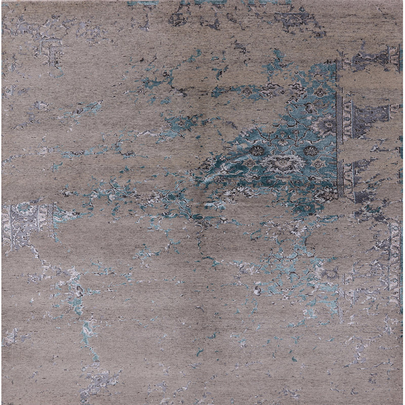 Tapis brun / vert Hunsinger, Carré 8 pi