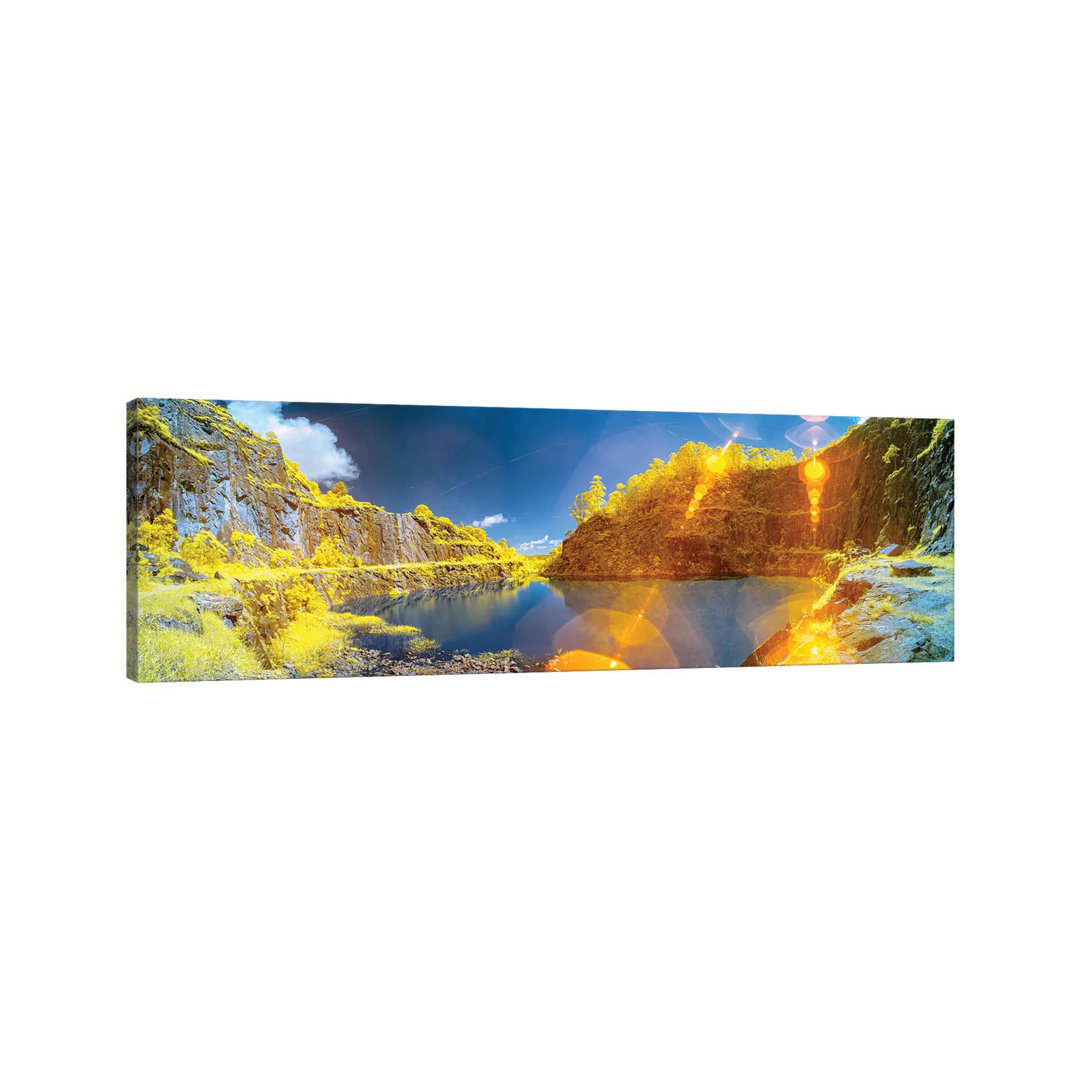 Landscape With River And Mountains by Glauco Meneghelli - Wrapped Canvas Panoramic Print