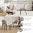        Modern Dining Table Chairs, Faux Leather, Light Gray, 6 Pieces-963461168