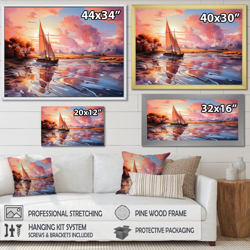 " Clouds Whimsical Wanderers ", 16" H x 32" W x 1" D, Black Picture Framed