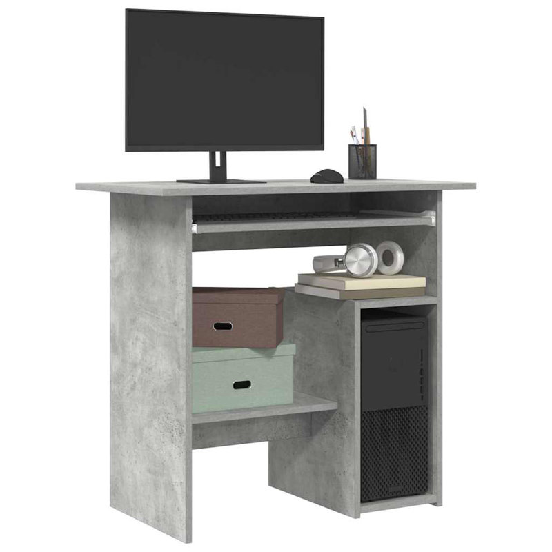 Desk Computer Desk Home Office Antoniu Desk with Keyboard Tray Engineered Wood, Concrete Gray