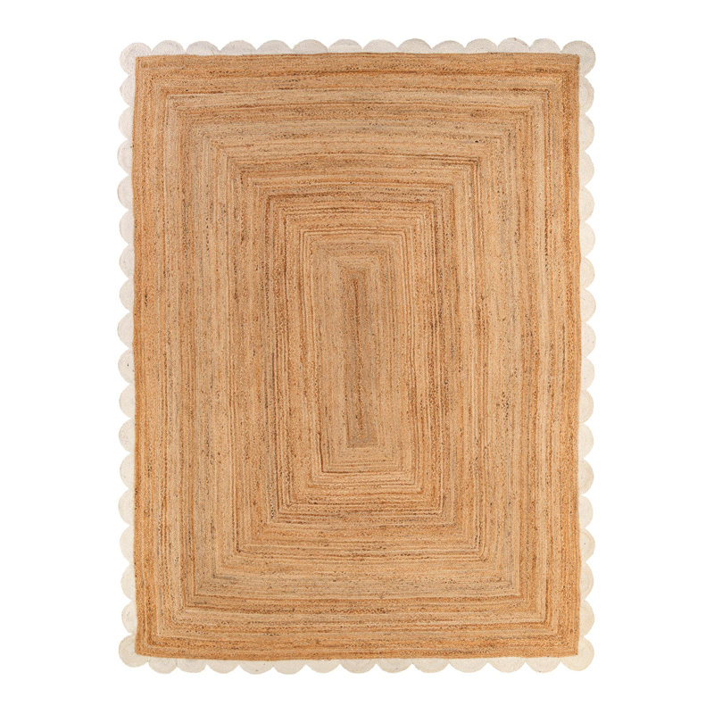 Tapis uni en jute tressé festonné, Rectangle 9 pi x 12 pi