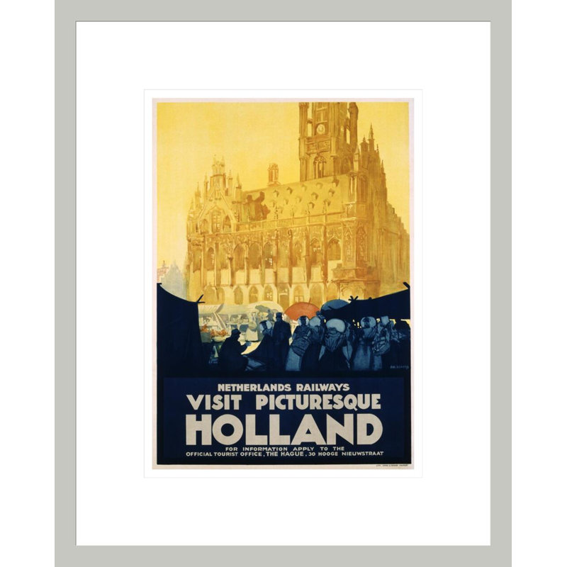 «Visitez la pittoresque affiche de la Hollande» par Joseph Rovers, impression giclée encadrée, 16.75" H x 13.5" W
