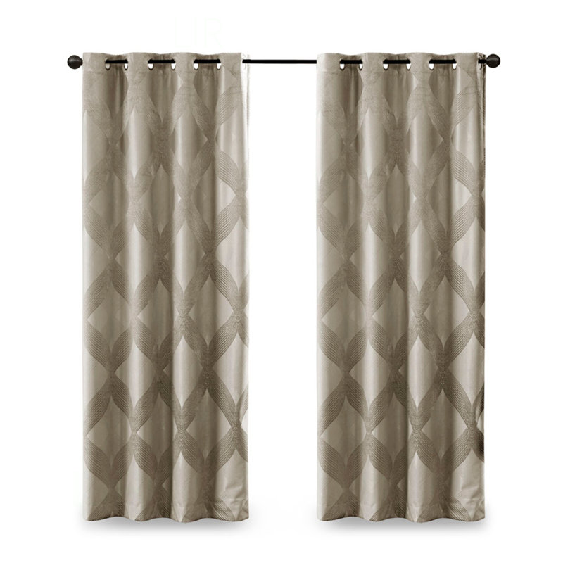 Ogee Knitted Jacquard Total Blackout Curtain Panel For Maximum Privacy And Light Control, Single Panel, 50.02" W x 84.03" L
