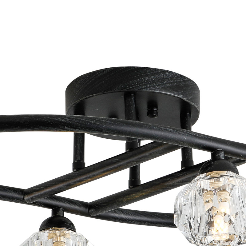 Inez 6 - Light 29.1" Dimmable Sputnik Modern Chandelier with Crystal Shades, Matte Black