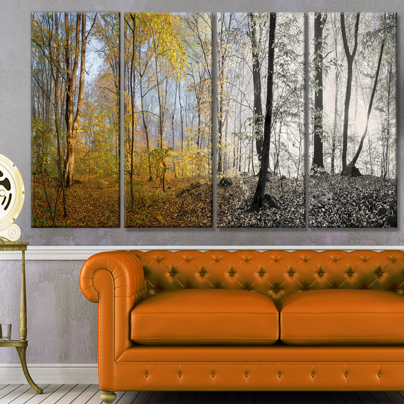 Yellow Morning Forest Panorama Canvas Print, 48" x 28"