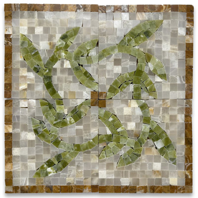 19_Baroque Onyx 4.7X4.7 Marble Mosaic Border Corner Tile Polished