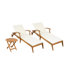 Luna Outdoor Acacia Wood Chaise Lounge & Foldable Side Table Set With Cushion