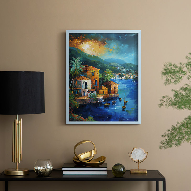 NAUTICAL Series, impression encadrée en bois massif, Bleu, H 15 po x l 12 po