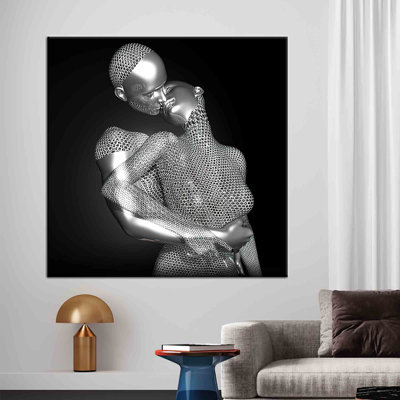 Art mural argenté sur toile de coton à effet 3D argenté, idéal pour créer une atmosphère romantique parfaite comme cadeau de la Saint-Valentin