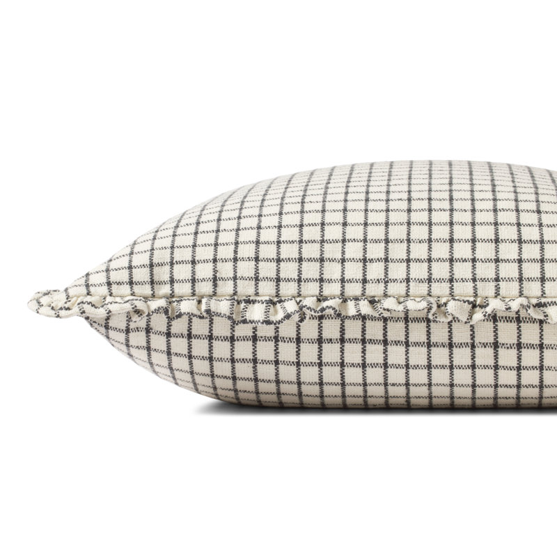 Coussin Dinah, H 18 po x l 18 po, Ivoire / noir