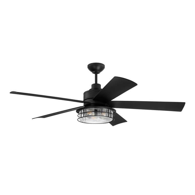 Ventilateur de plafond d'extérieur à DEL standard à 5 pales de 56 po avec télécommande et ensemble d'éclairage inclus Garrick