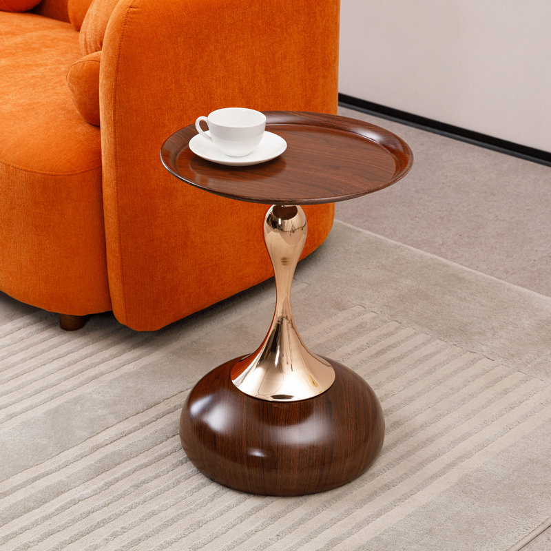 Petite table d'appoint ronde pour petits espaces, table basse, petite table basse de salon, table de bout, Noyer brun