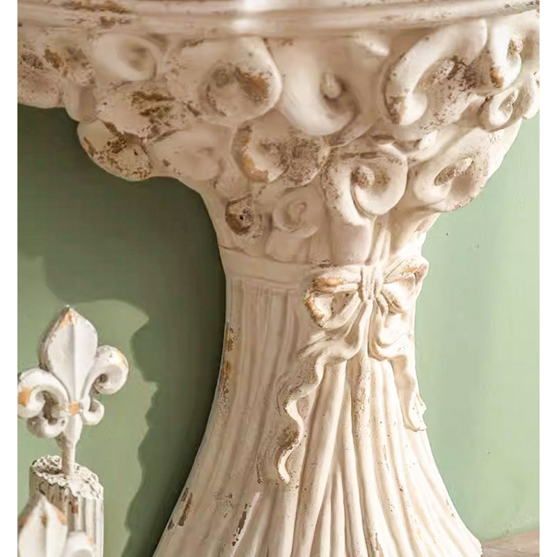 Console en bois blanc rustique avec finition vieillie