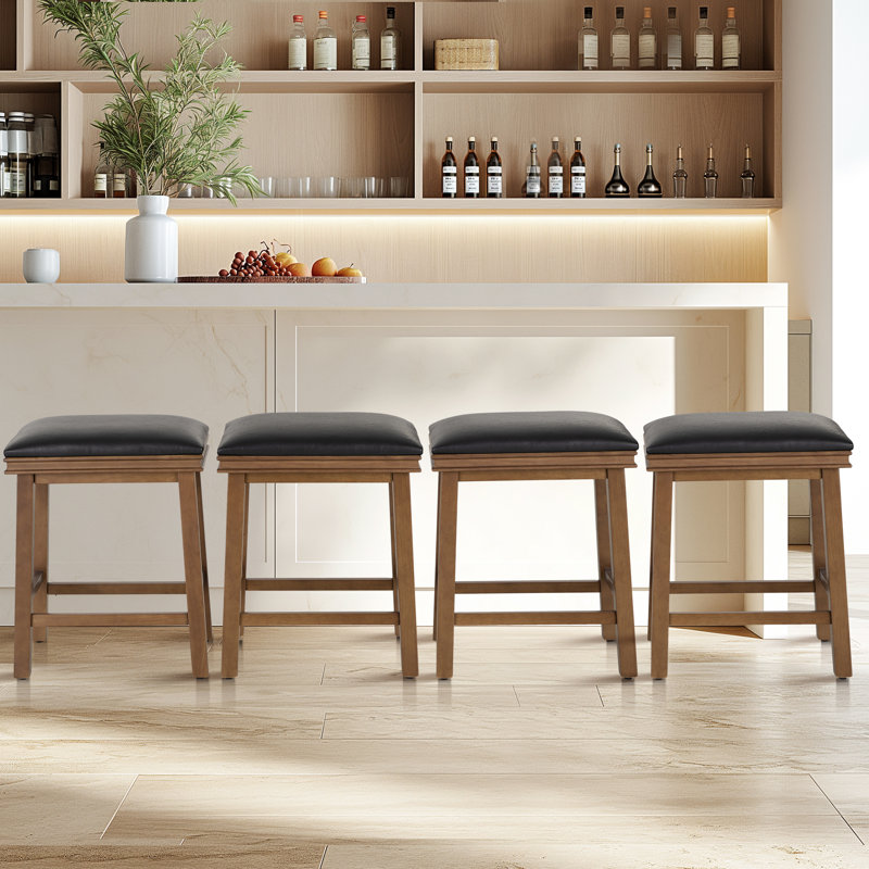 Tabouret de comptoir 24 po Jelissa, Noir, Noyer