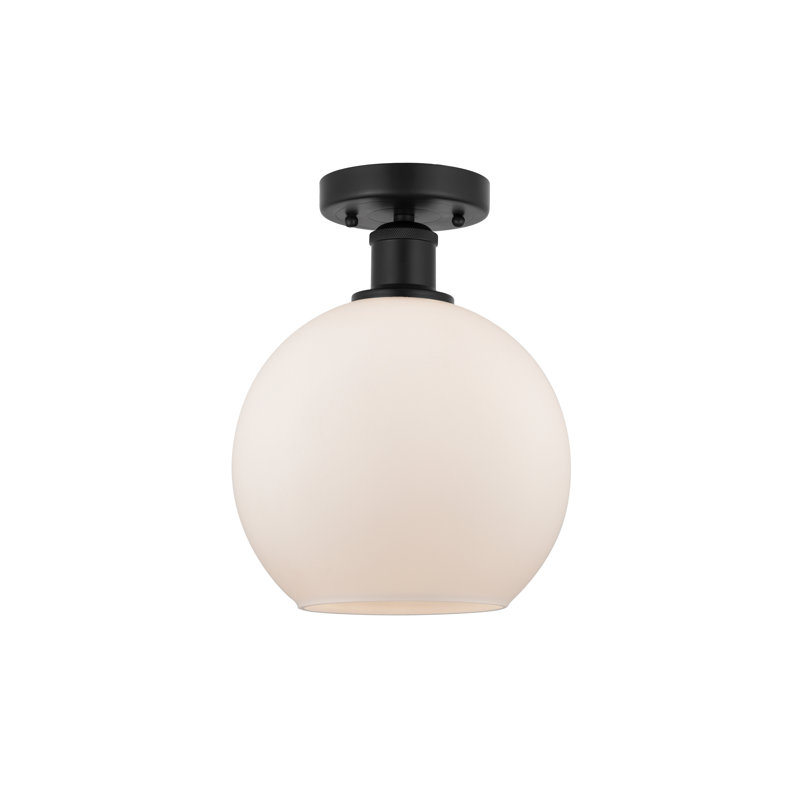 Plafonnier semi-encastré 1 lumière Cindi, Noir mat, Blanc mat, H 13 po x l 8 po x P 8 po