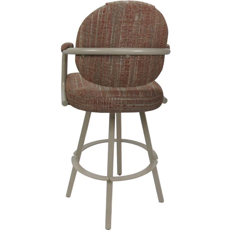 Tabouret de bar pivotant en métal Leandra, Mélange de polyester rouge / cadre beige