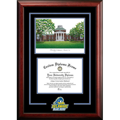 NCAA Deleware Blue Hens Spirit Graduate Diploma with Campus Images Lithograph Frame