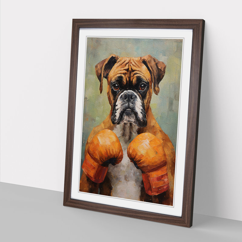 Boxer Dog Orphism - Single Picture Frame Print on Wood, Walnut Framed, 64cm H x 46cm W x 2cm D