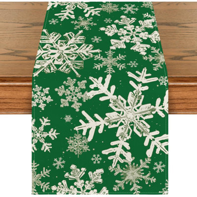 Chemin de table de Noël flocons de neige, décoration de table de salle à manger saisonnière pour les fêtes d'hiver