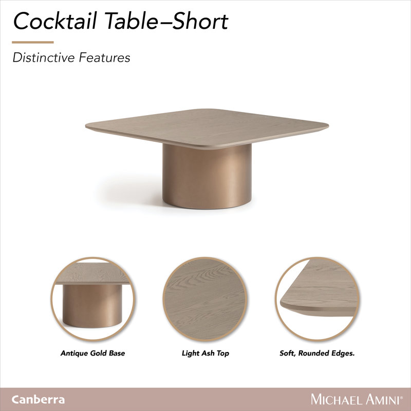 Canberra Tall Cocktail Table - Light Ash, 16.5" H x 40.5" L x 40.5" W