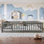Lit double en bois massif avec garde-corps et porte-85292791-85292787