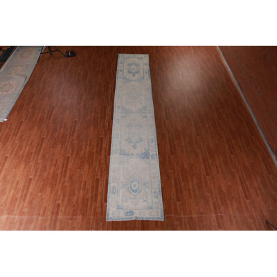 Vegetable Dye Wool Oushak Turkish Runner Rug 3x17