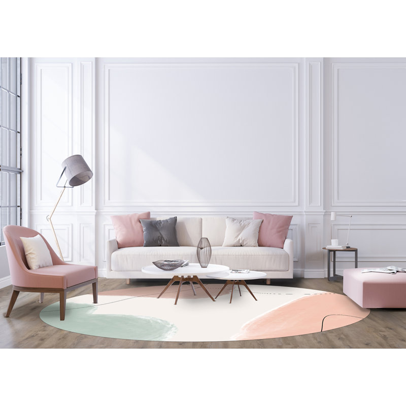 Achouhada Vinyl Machine Printed Area Rug, Round 100cm