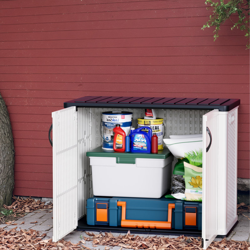 Rangement extérieur sécuritaire, armoire polyvalente résistante aux intempéries, sans tablettes, Blanc