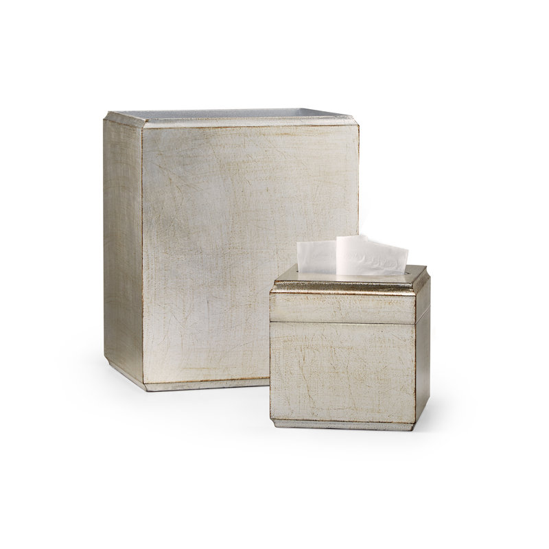 Tissue Box Cover, Antique Silver