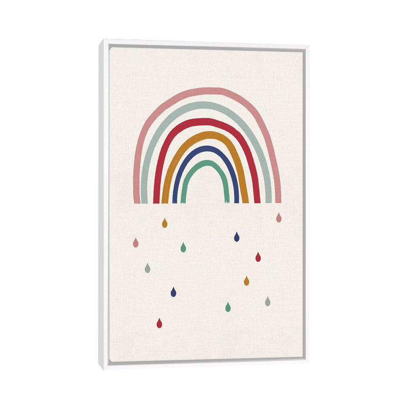 Décoration murale pleure arc-en-ciel pour enfants, H 60 po x l 40po x P 1,5 po, Toile blanche encadrée