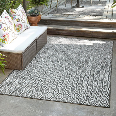 Alishba Geometric Charcoal/Ivory Area Rug
