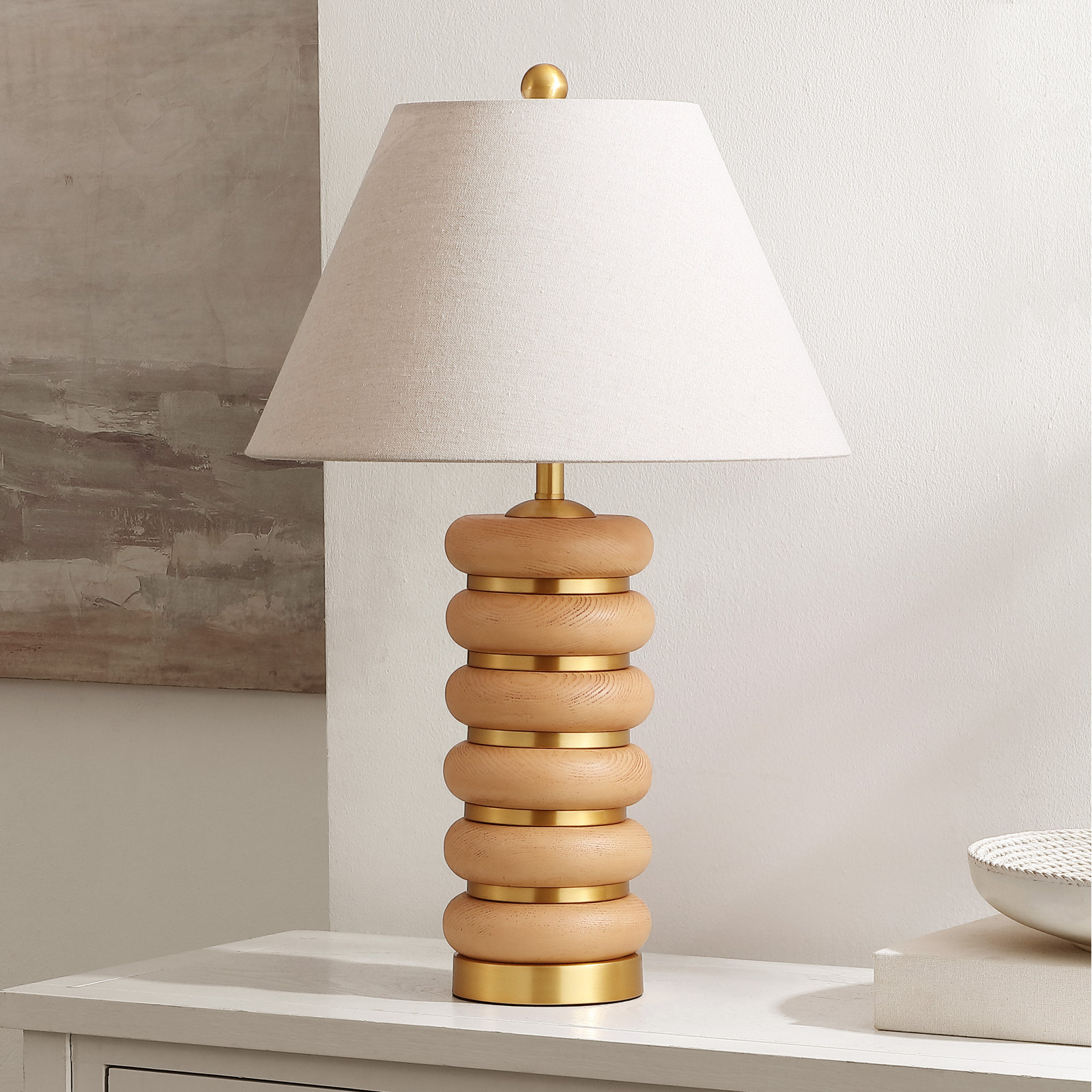 Brea Table Lamp, Light Brown/Brass