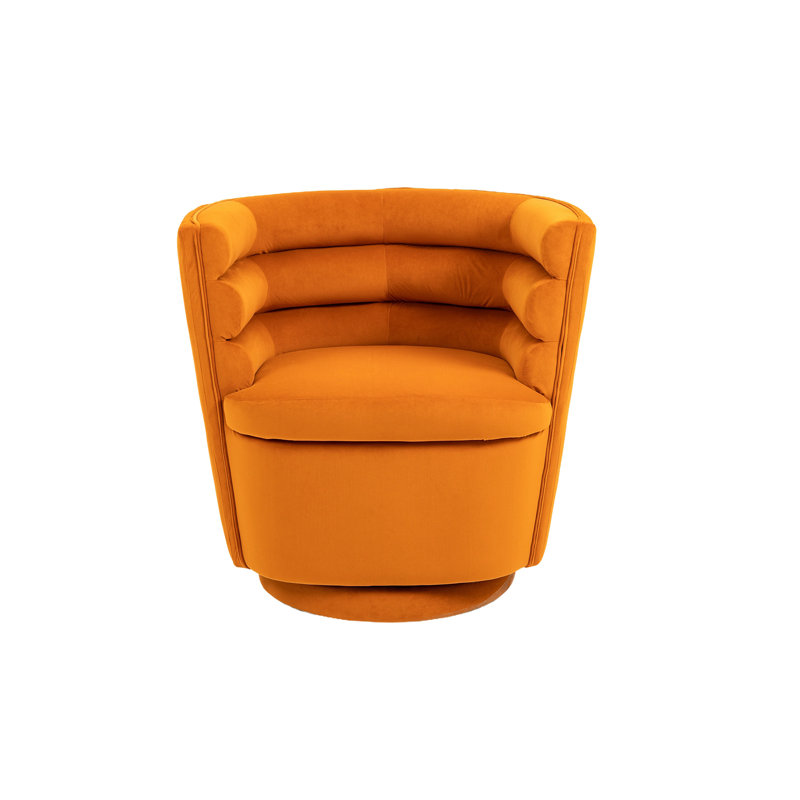 Lasharn Upholstered Swivel Side Chair with Ottoman, Orange Velvet