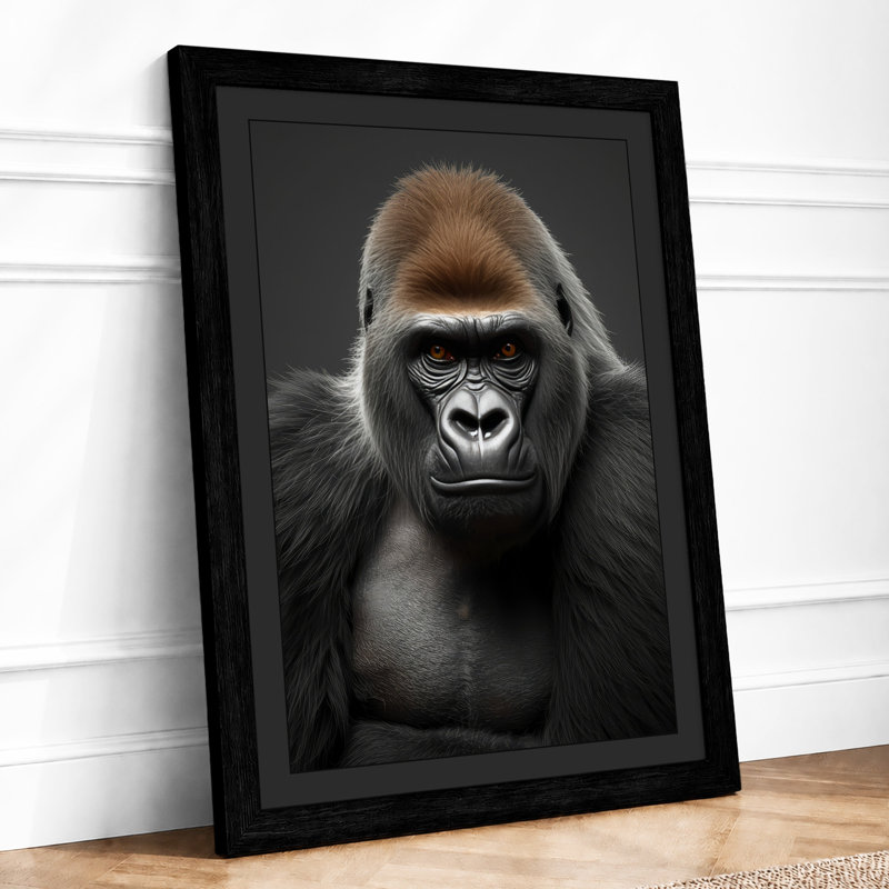 Gorilla Portrait Modern - Print, A1 - 84.1 x 59.4 cm, Black