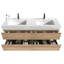 Meuble-lavabo 60 po, conception flottante, lavabo une pièce, tiroirs doubles, style Mid-Century, panneau de grille noir, meuble-lavabo mural à planches E1 avec poignée cachée en chêne brut, base à eau E0-629400654