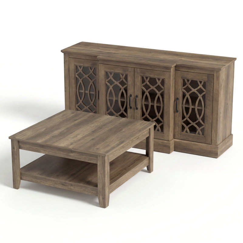 Ensemble de buffet 2 pièces Weddel Basilico, Chêne noueux, Knotty Oak