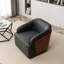 Fauteuil demi-tonneau pivotant en similicuir Broderic-1979426725