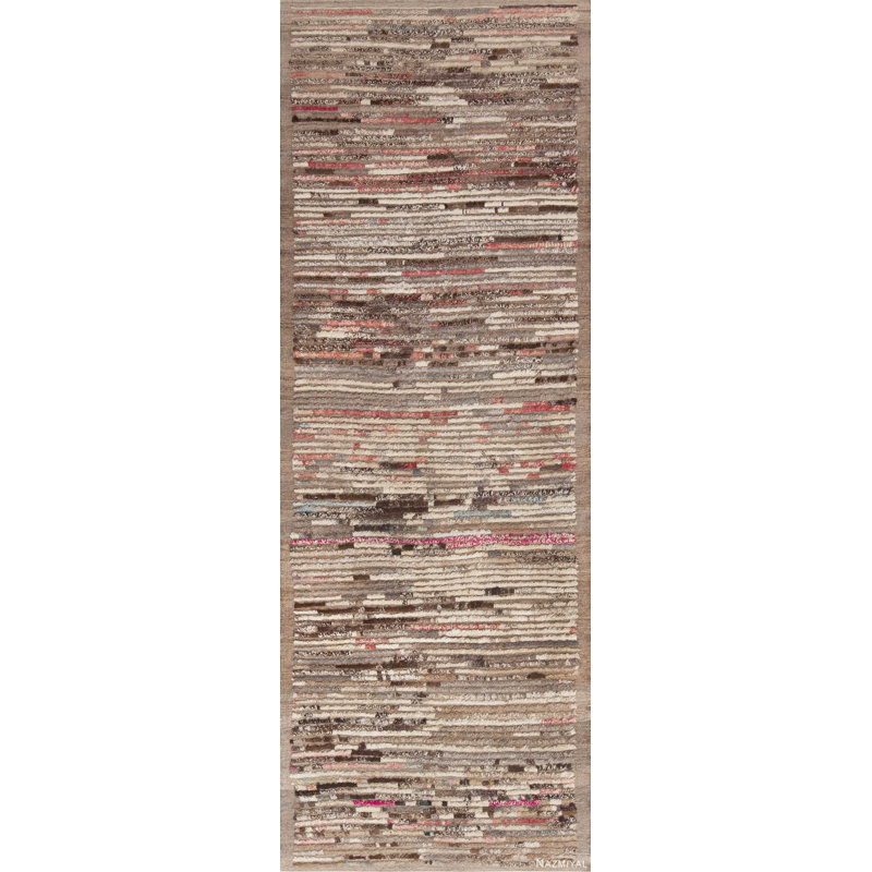 Tapis de couloir contemporain contemporain abstrait en laine One-of-a-Kind