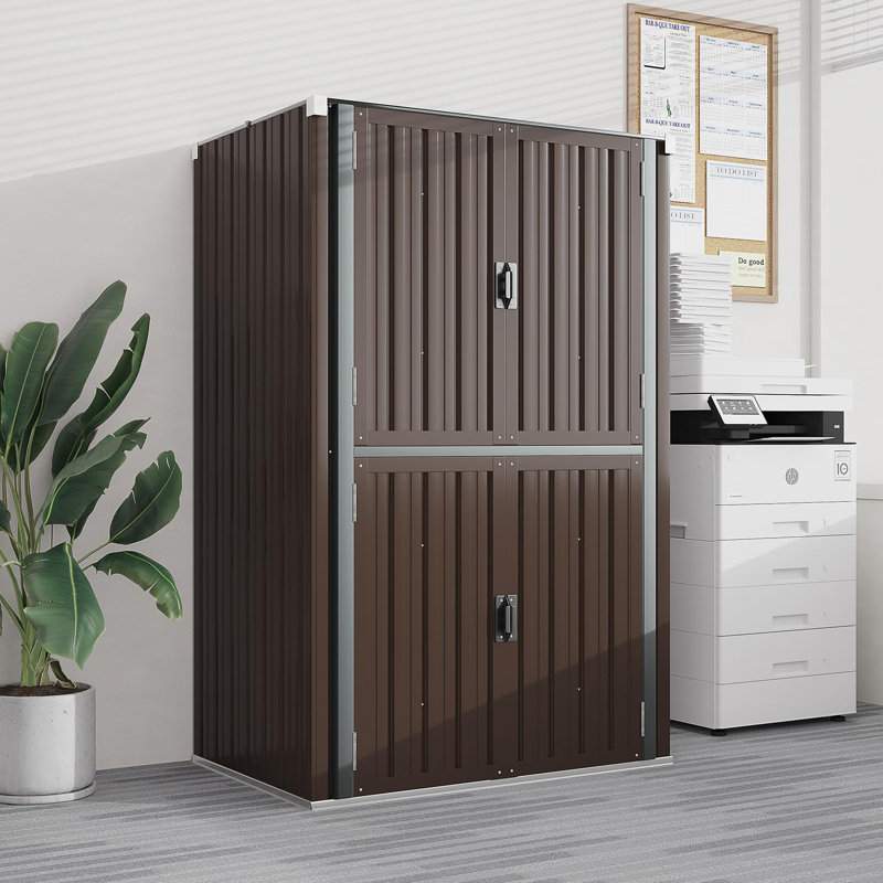  3.8'X2.5' Outdoor Storage Cabinet Shed Waterproof With Shelves, Brown
