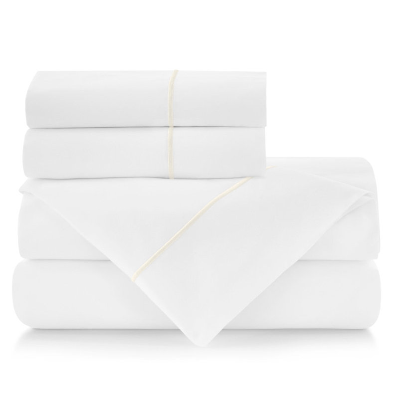 Boutique 200 100% Cotton Sheet Set, Queen Sheet Set with 2 Pillowcases, Pearl